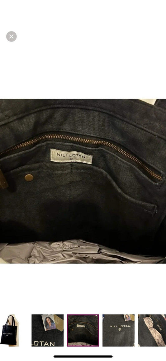 Nili Lotan Canvas Tote Bag Sun Washed Black
