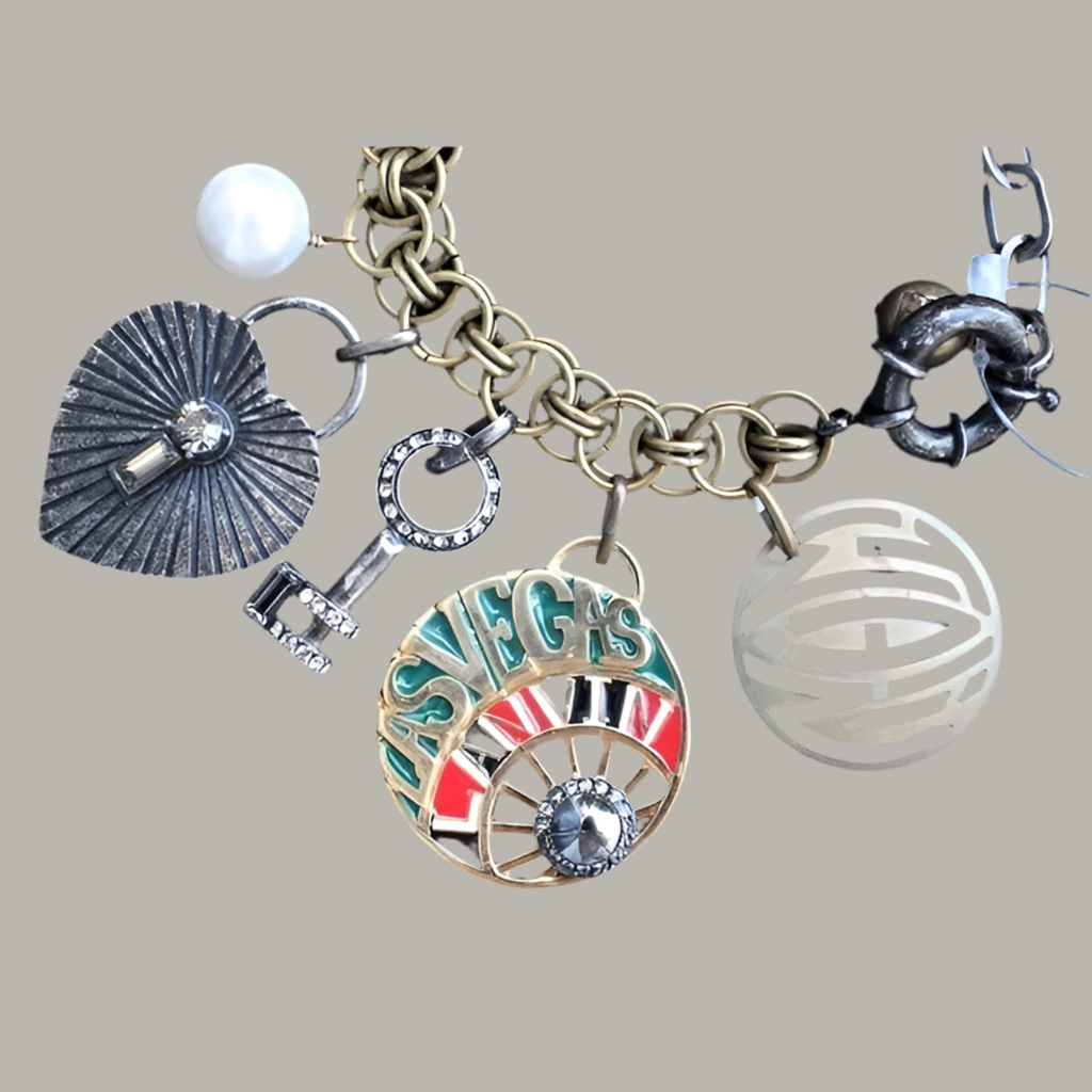 Lanvin Gold Swarovski crystal charm bracelet
