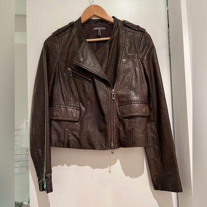 Vince Motorcycle Jacket, Brown, M