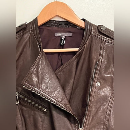 Vince Motorcycle Jacket, Brown, M