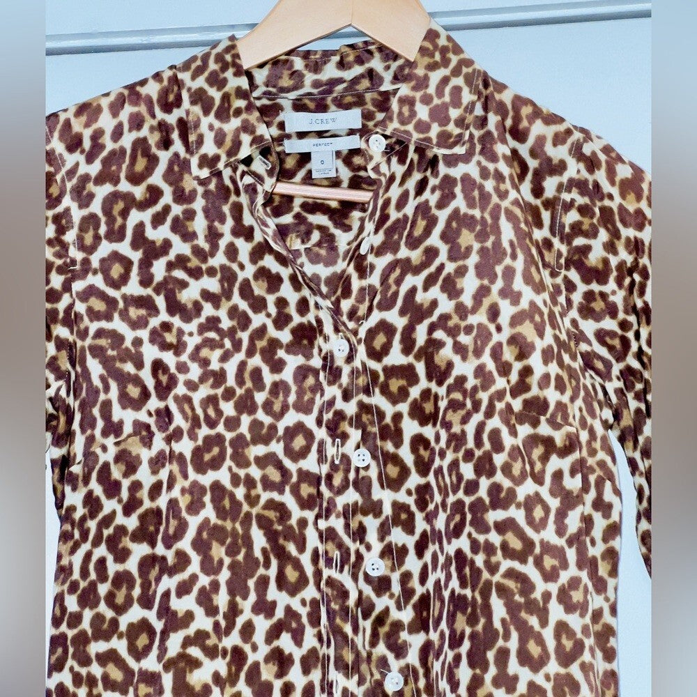 J. Crew Animal Print Blouse, 0/XS EUC