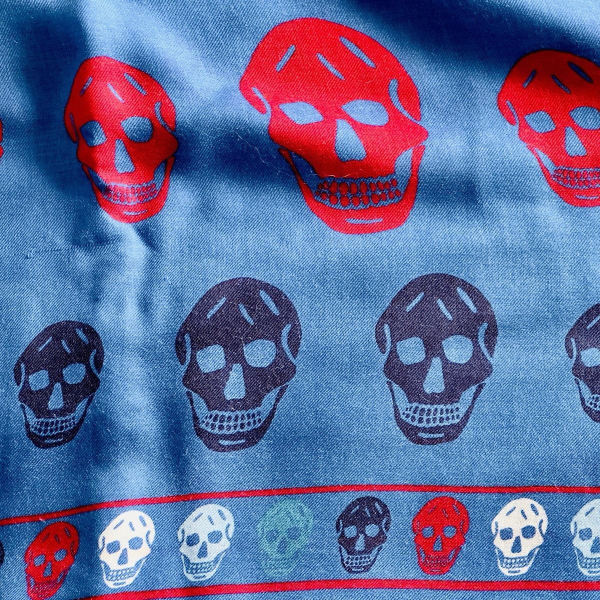 Alexander McQueen Red White And Blue Skull Scarf