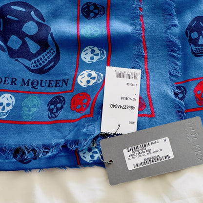 Alexander McQueen Red White And Blue Skull Scarf