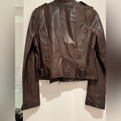 Vince Motorcycle Jacket, Brown, M