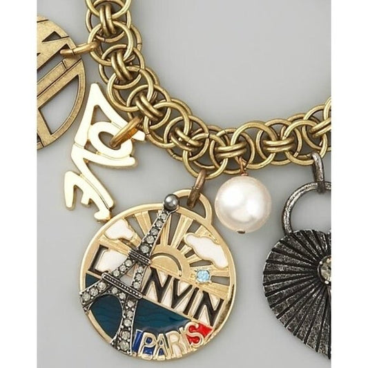 Lanvin Gold Swarovski crystal charm bracelet