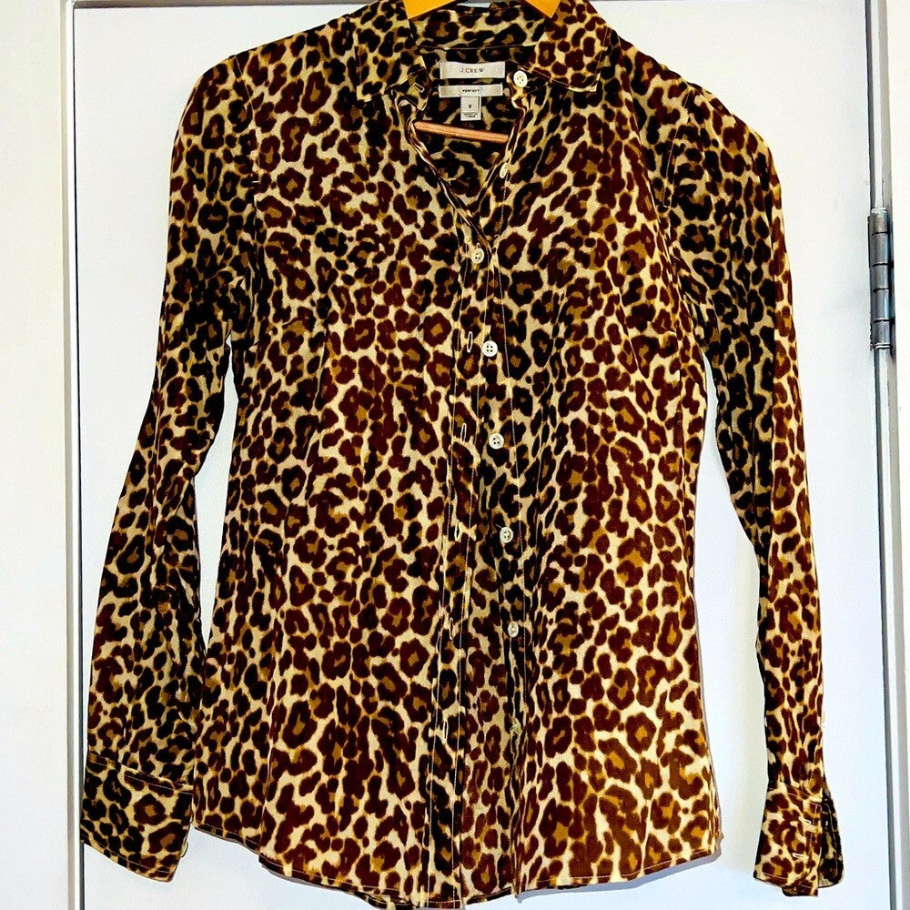 J. Crew Animal Print Blouse, 0/XS EUC