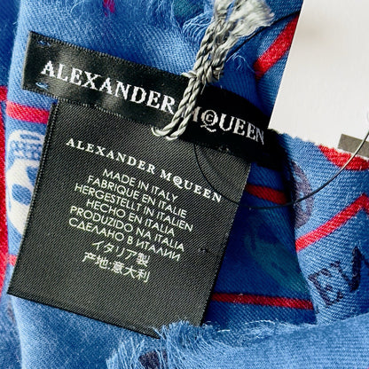 Alexander McQueen Red White And Blue Skull Scarf