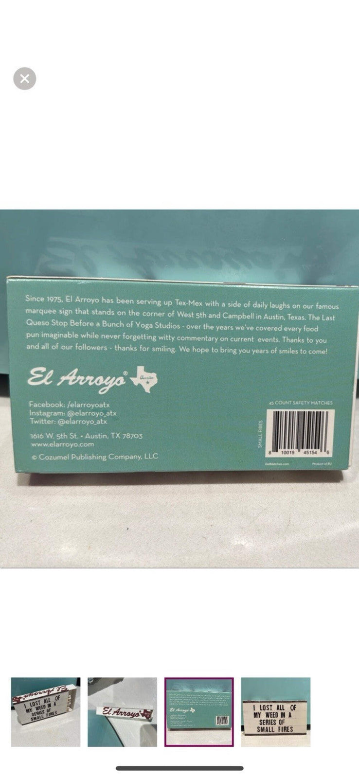El Arroyo’s Matchbook “I Lost My Weed In A Series Of Small Fires”