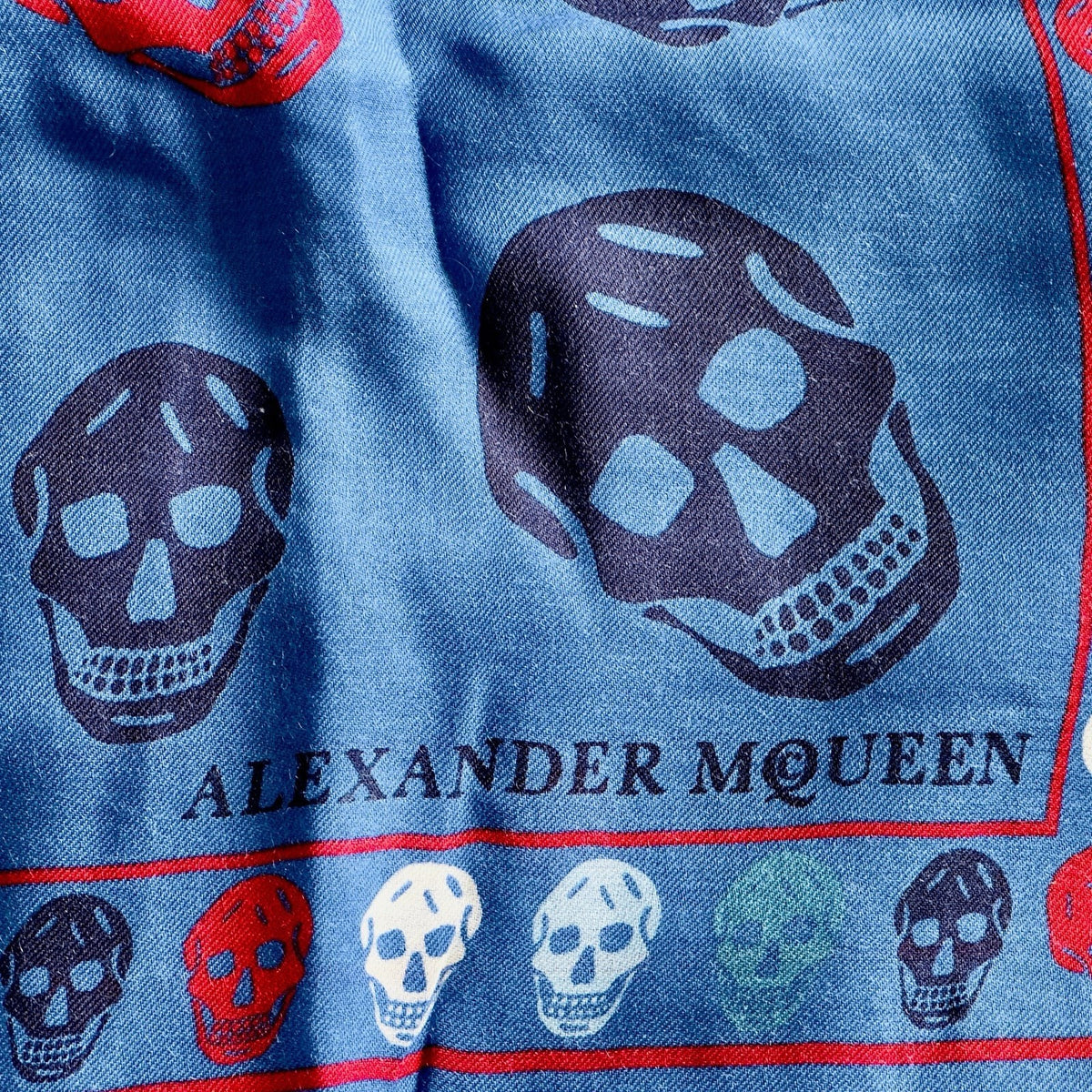 Alexander McQueen Red White And Blue Skull Scarf