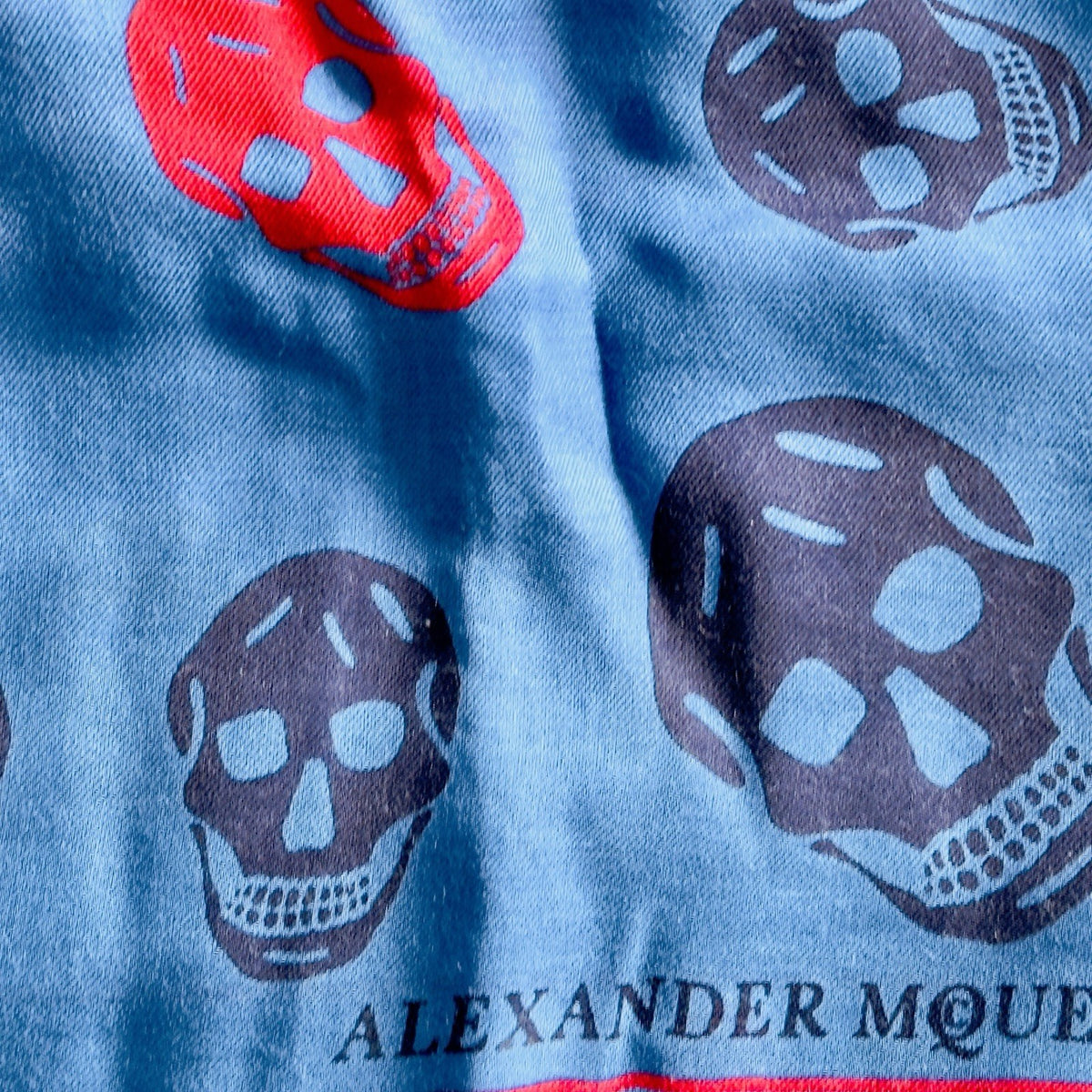 Alexander McQueen Red White And Blue Skull Scarf