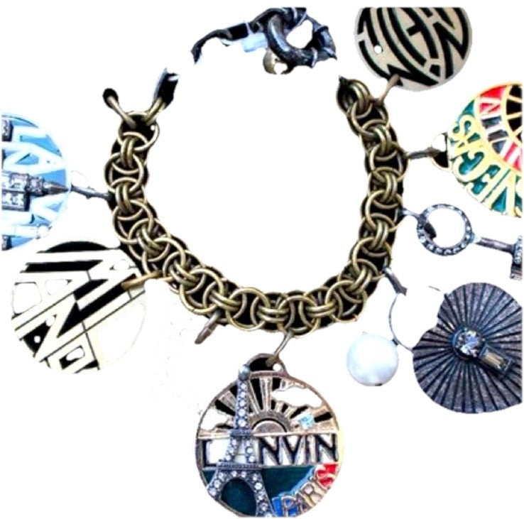 NEW IN BOX LANVIN PARIS Charm Bracelet, LAS VEGAS PARIS NYC MILANO