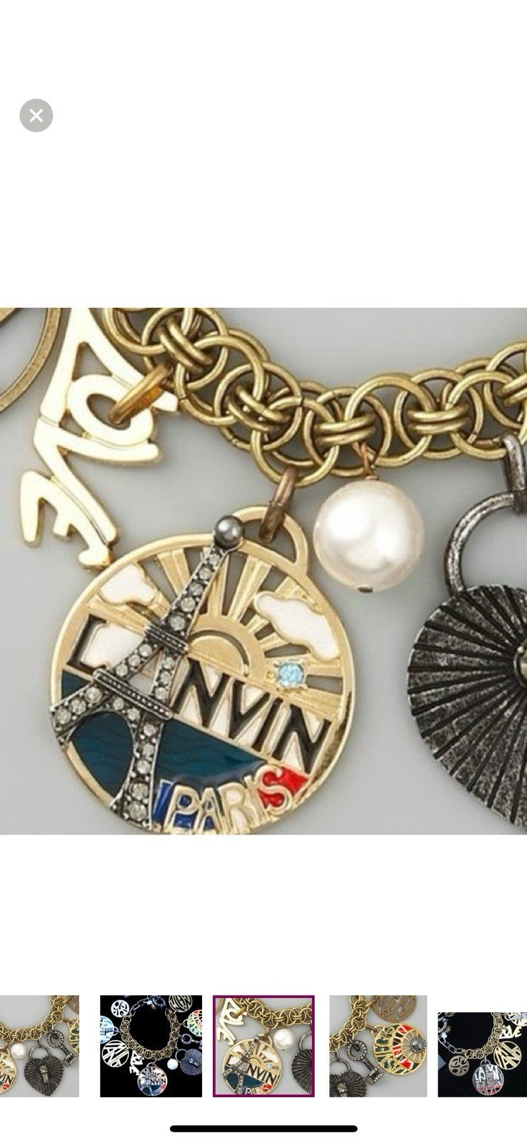 NEW IN BOX LANVIN PARIS Charm Bracelet, LAS VEGAS PARIS NYC MILANO