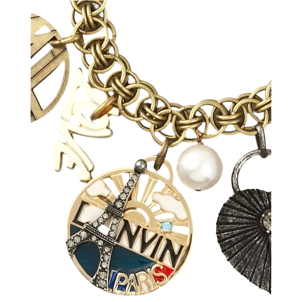 Lanvin Gold Swarovski crystal charm bracelet